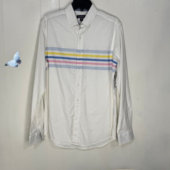 Club Room Mens Casual Button Down Shirt Size Small White Long Sleeve Collared - Picture 1 of 13